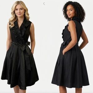 ELIZA J Black Dres Ruffle Black Dress Feminine Formal Dress Size 8